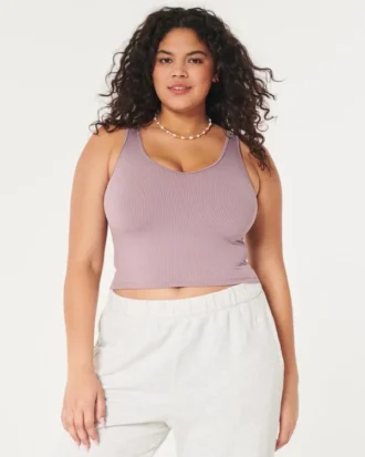 Seamless Ribbed Fabric V-Neck Tank