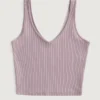 Seamless Ribbed Fabric V-Neck Tank