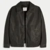 Sherpa Collar Faux Leather Bomber Jacket