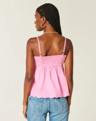 Shimmer Embroidered Babydoll Top