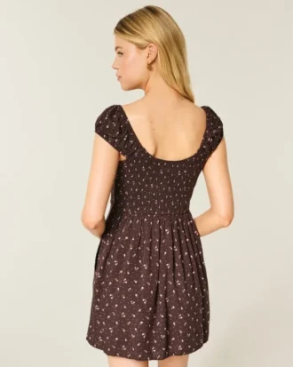 Short-Sleeve Button-Through Mini Dress