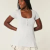 Short-Sleeve Henley Babydoll Top