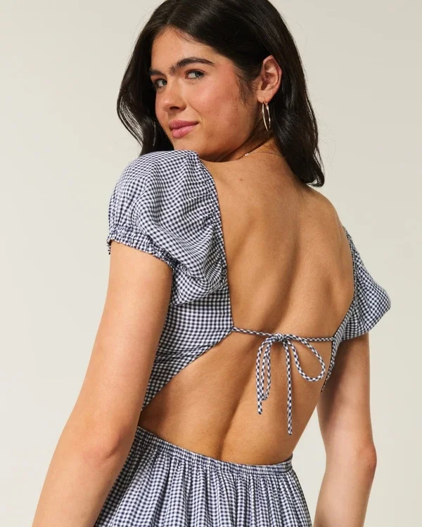 Short-Sleeve Open-Back Maxi Dress Short-Sleeve Open-Back Maxi Dress