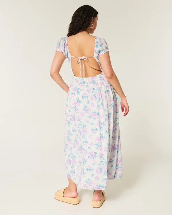 Short-Sleeve Open-Back Maxi Dress Short-Sleeve Open-Back Maxi Dress