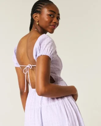 Short-Sleeve Open-Back Maxi Dress