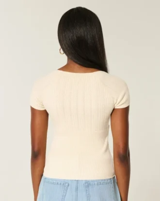 Short-Sleeve Square Neck Sweater