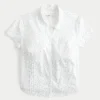 Short-Sleeve Stretch Poplin Button-Through Shirt