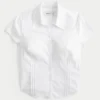 Short-Sleeve Stretch Poplin Button-Through Shirt