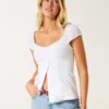 Short-Sleeve Stretch Poplin Top