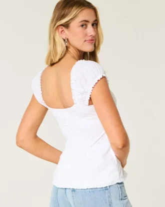 Short-Sleeve Stretch Poplin Top