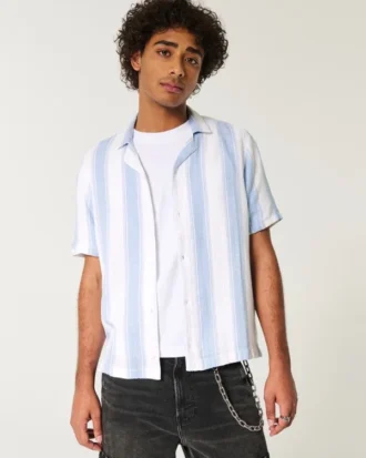 Short-Sleeve Textural Stripe Shirt