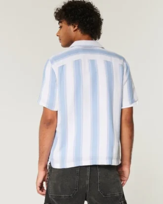Short-Sleeve Textural Stripe Shirt