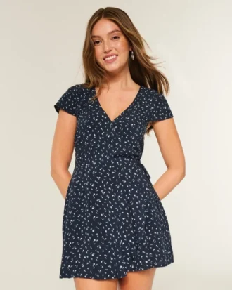 Short-Sleeve Wrap Dress