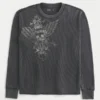 Skull Graphic Thermal Crew Shirt