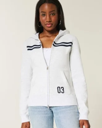 Slim Striped Zip-Up Hoodie