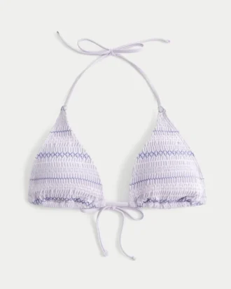 Smocked Halter Triangle Bikini Top