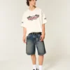 Snake Graphic Baggy Denim Shorts