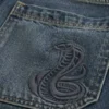Snake Graphic Baggy Denim Shorts