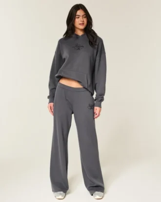 Sparkle Logo Graphic Wide-Leg Sweatpants