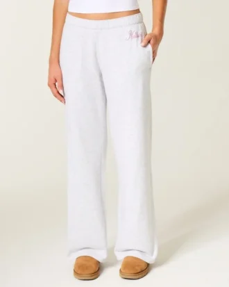 Sparkle Logo Graphic Wide-Leg Sweatpants