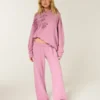 Sparkle Rose Graphic Wide-Leg Sweatpants