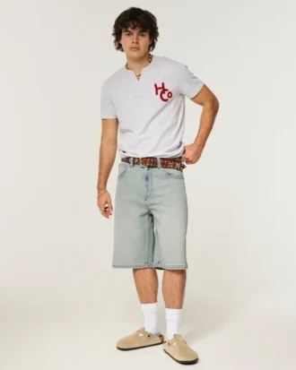 Spider Embroidery Super Baggy Denim Shorts