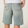 Spider Embroidery Super Baggy Denim Shorts