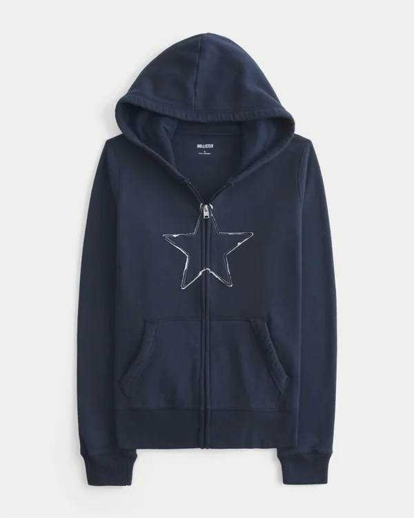 Star Graphic Zip-Up Hoodie Star Graphic Zip-Up Hoodie