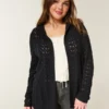 Stitchy Hooded No-Close Cardigan
