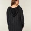 Stitchy Hooded No-Close Cardigan
