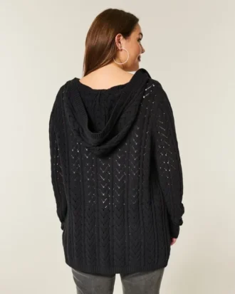 Stitchy Hooded No-Close Cardigan