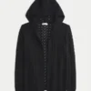 Stitchy Hooded No-Close Cardigan