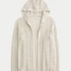 Stitchy Hooded No-Close Cardigan