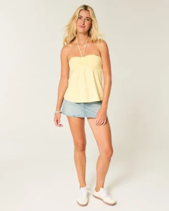 Strapless Cinched Babydoll Top