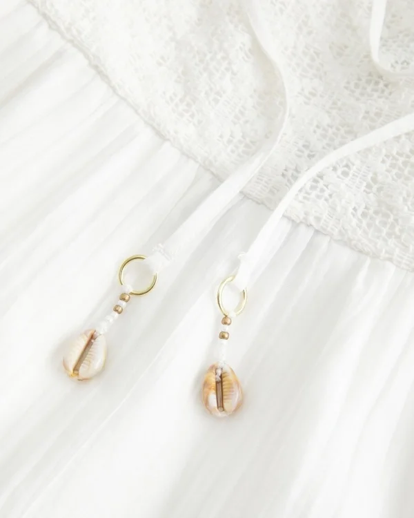 Strapless Crochet-Style Bodice Babydoll Mini Dress Strapless Crochet-Style Bodice Babydoll Mini Dress