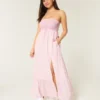 Strapless Crochet-Style Mix Maxi Dress Strapless Crochet-Style Mix Maxi Dress