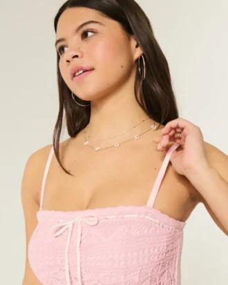 Strapless Crochet-Style Mix Maxi Dress