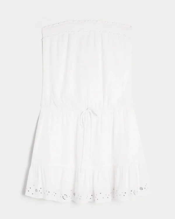 Strapless Drawstring Blouson Mini Dress Strapless Drawstring Blouson Mini Dress