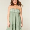 Strapless Embroidered Babydoll Dress