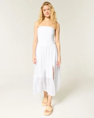 Strapless Embroidered Maxi Dress