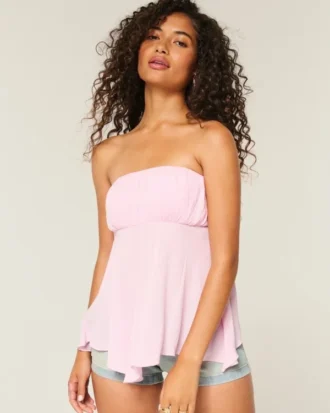 Strapless Handkerchief Hem Top