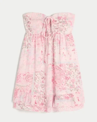 Strapless Ruffle Babydoll Mini Dress