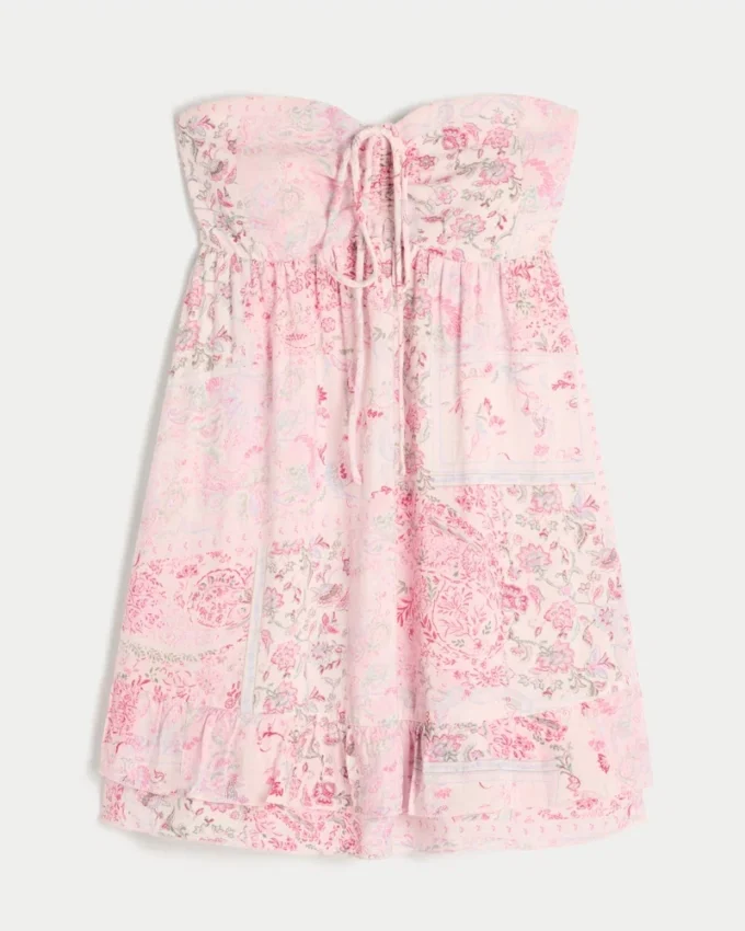 Strapless Ruffle Babydoll Mini Dress Strapless Ruffle Babydoll Mini Dress