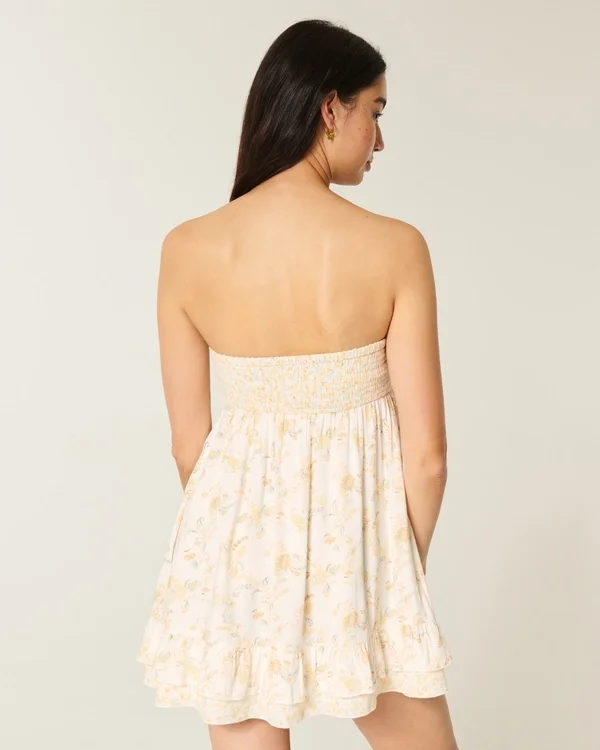 Strapless Ruffle Babydoll Mini Dress Strapless Ruffle Babydoll Mini Dress