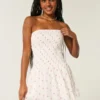 Strapless Smocked Bodice Mini Dress