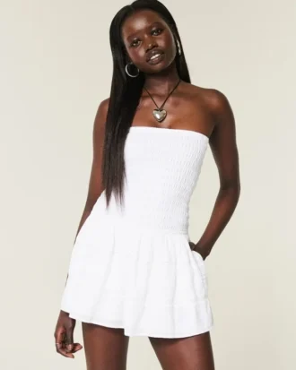 Strapless Smocked Bodice Mini Dress Strapless Smocked Bodice Mini Dress