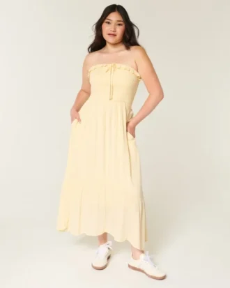 Strapless Smocked Maxi Dress