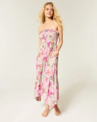 Strapless Smocked Maxi Dress