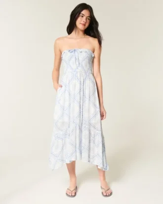 Strapless Smocked Maxi Dress