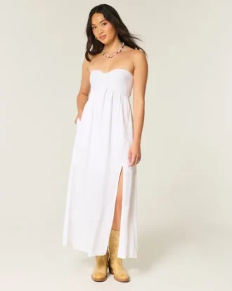 Strapless Twist Bust Maxi Dress